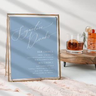 Poster Panneau Whimsical Script Dusty Blue Signature Bois