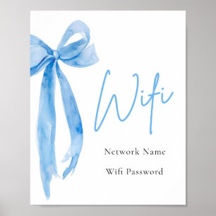 Poster Panneau Wi-Fi Aquarelle moderne Dusty Blue élégant