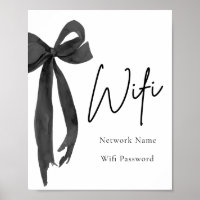 Panneau Wi-Fi Aquarelle moderne Elegant Noir Bow