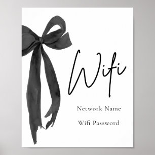 Poster Panneau Wi-Fi Aquarelle moderne Elegant Noir Bow