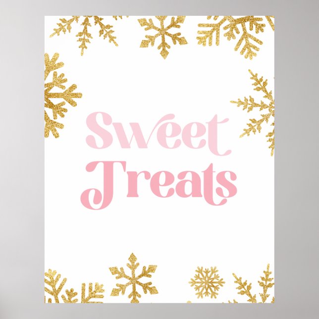 Poster Panneau Winter Onederland Pink Gold Sweet Traiteme (Devant)