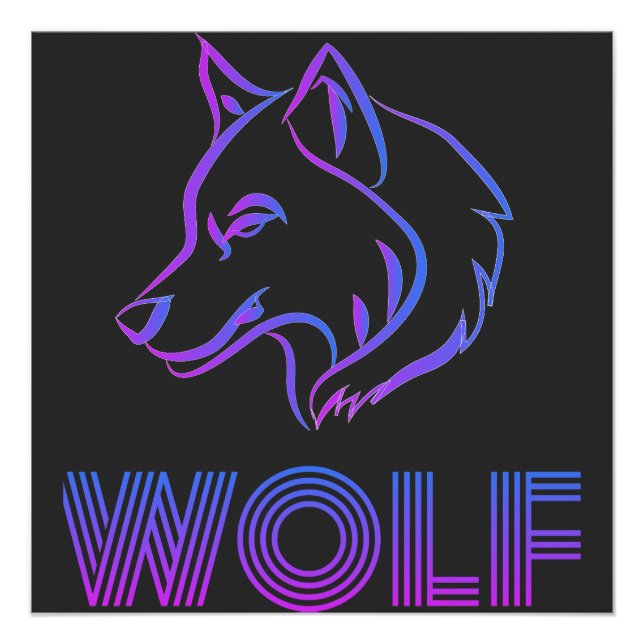 Poster Panneau Wolf et illustration (Devant)