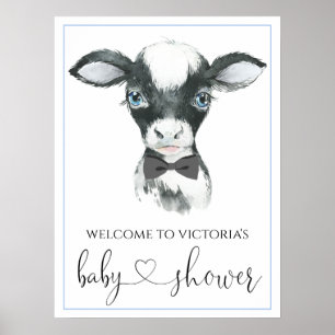 Poster Panneaux de Baby Shower Fille Vache Ferme Garçon