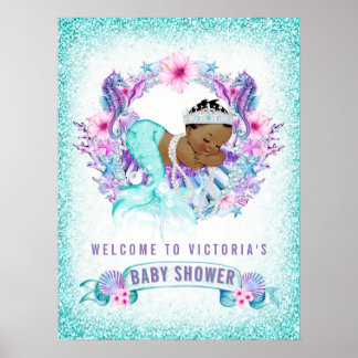 Poster Panneaux de bienvenue pour Baby Shower de sirène e