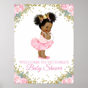 Poster Panneaux de fête prénatale pour princesse afro-amé