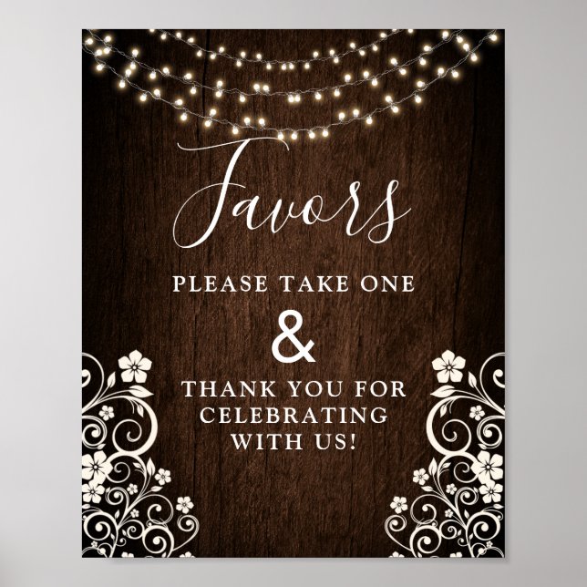 Poster Panneaux de Mariage en bois rustique Budget (Devant)