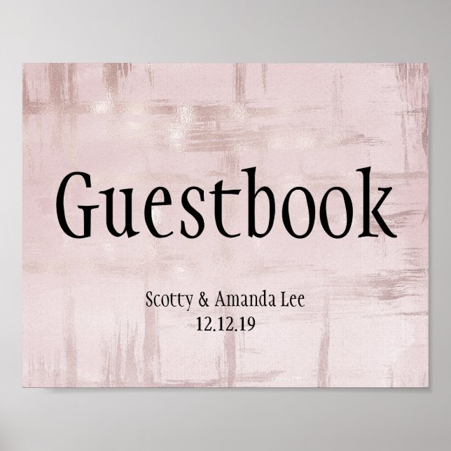 Poster Panneaux de mariage personnalisables Rose Gold & R (Devant)