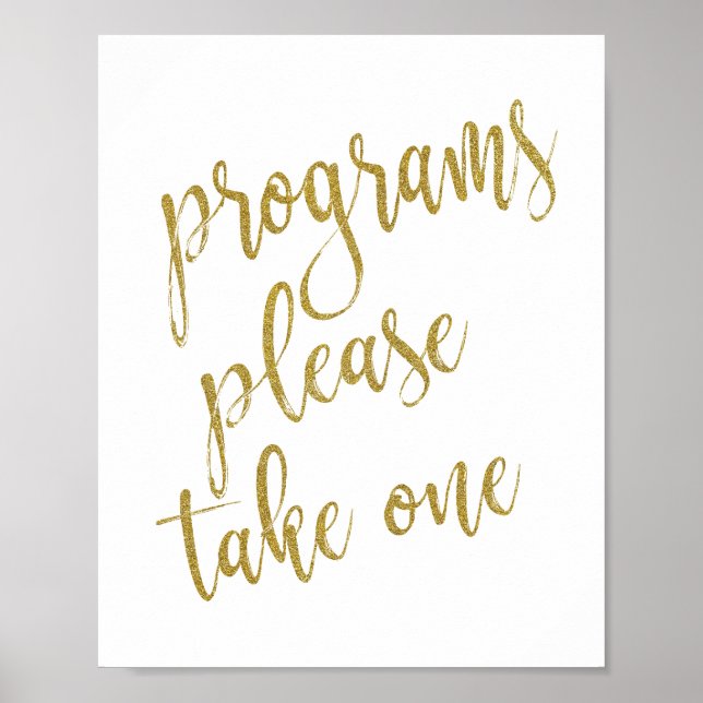 Poster Panneaux de mariage 'Programmes Prenez-en un 8x10' (Devant)