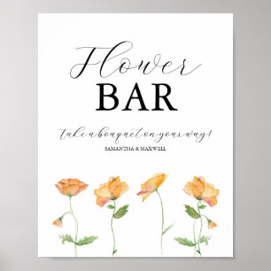 Poster Panneaux de signalisation de fleurs de mariage aux