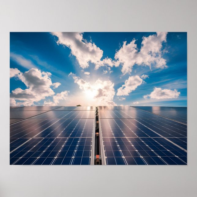 Poster Panneaux solaires sous ciel bleu (Devant)