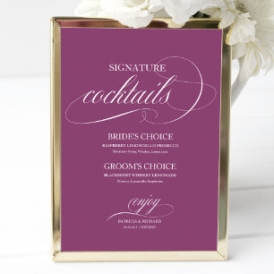 Poster Panonceau de mariage Cocktails Signature Pink Cass