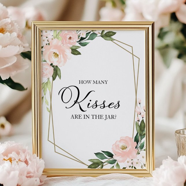 Poster Panonceau géométrique floral "Combien de baisers"  (Créateur téléchargé)