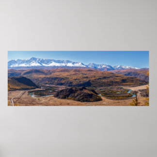 Poster Panorama Altai Mountains and Chuya River. Altai.