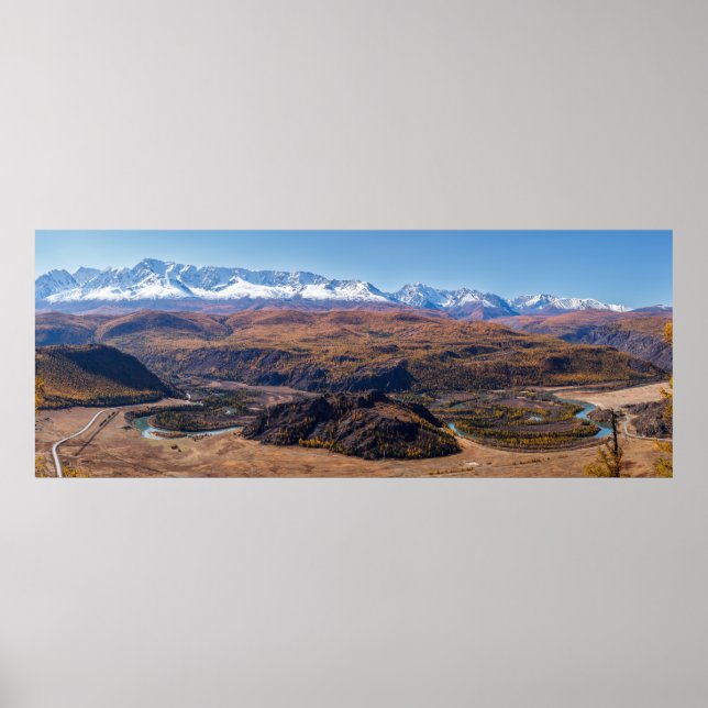 Poster Panorama Altai Mountains and Chuya River. Altai. (Devant)