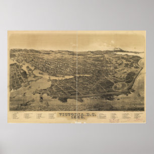 Poster Panorama antique de la Colombie-Britannique 1889