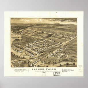 Poster Panorama antique de Rollinsford New Hampshire 1877
