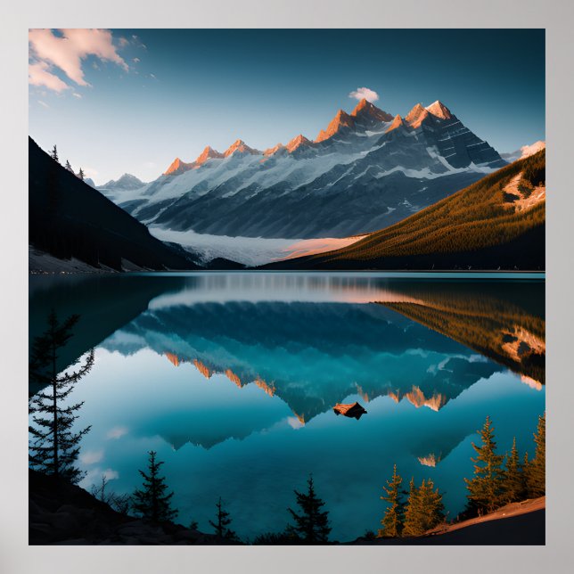 Poster Panorama Été Coloré Du Lac Blanc (Devant)