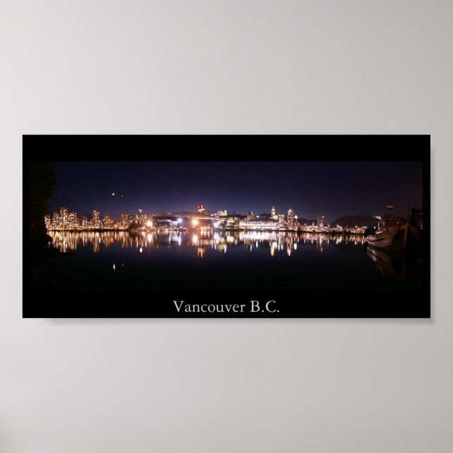 Poster Panorama nocturne de Vancouver (Devant)