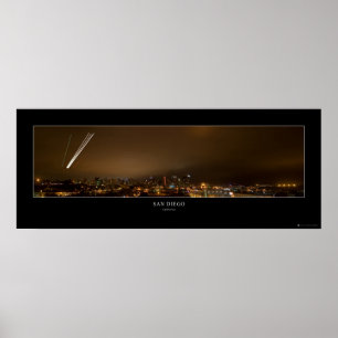 Poster Panorama nocturne du centre-ville de San Diego