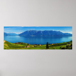 Poster Panorama sur la région de Lavaux, Vaud, Suisse