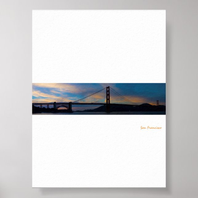 Poster Panorama sur le coucher de soleil du pont Golden G (Devant)