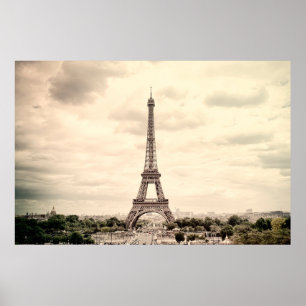 Poster Panorama Tour Eiffel à Paris. France. vi vintage