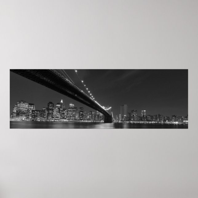Poster Panoramique noir blanc New York City Skyline (Devant)