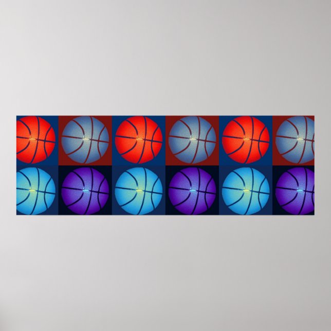 Poster Panoramique Pop Art Basketball (Devant)
