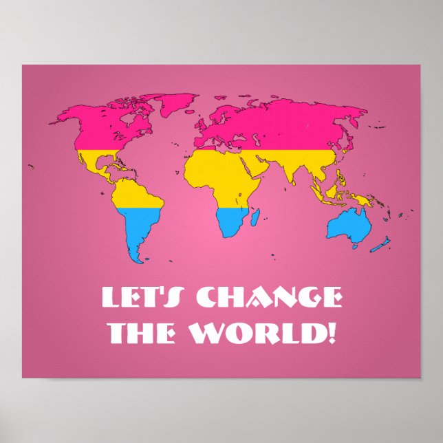 Poster Pansexuality pride world map (Devant)