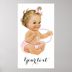 Poster Pantalon rose Rouffle Perles Baby shower fille