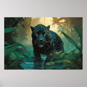 Poster Panther Animal Wilderness Art coloré