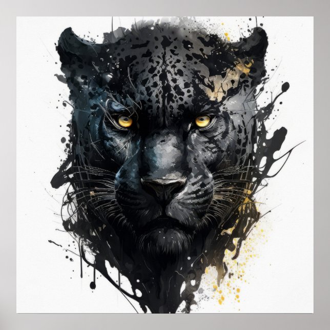 Poster Panther Portrait Animal Peinture Faune En Plein Ai (Devant)