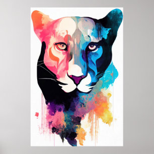 Poster Panther Wild Nature Animal Couleur Art Peinture