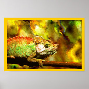 Poster Panthère colorée Chameleon Aft numérique
