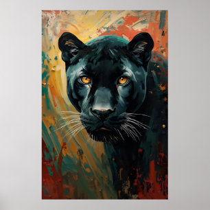 Poster Panthère noire artistique – Peinture à l'huile vib