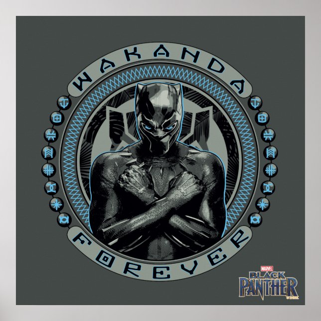 Poster Panthère noire | Badge Wakanda Forever (Devant)