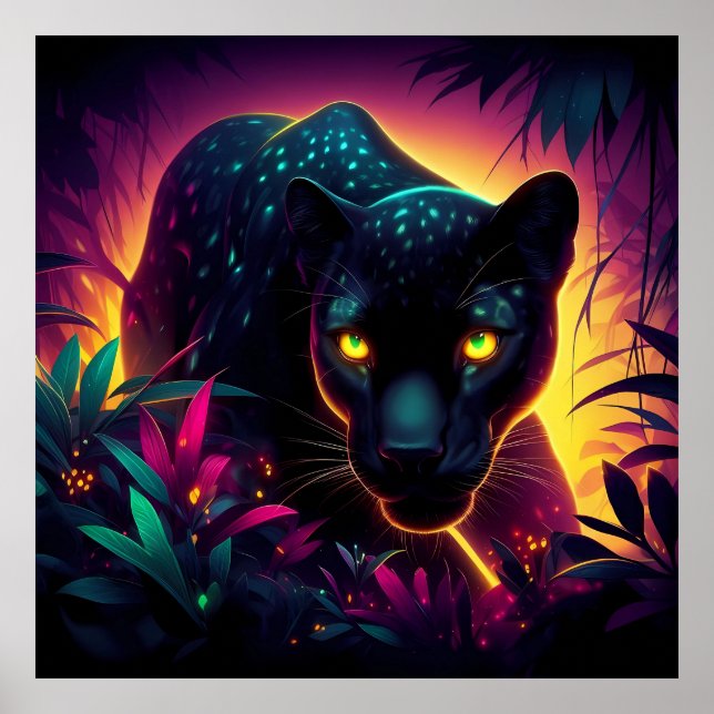 Poster Panthère noire Cougar chat animal de la jungle (Devant)