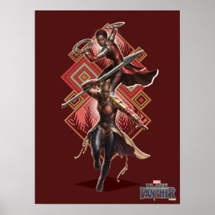 Poster Panthère noire   Nakia & Okoye Wakandan Graphic