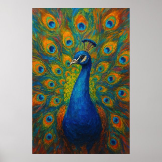 Poster Paon à l'aquarelle  (Devant)