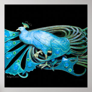 Poster PAON, bleu turquoise, vert noir