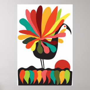 Poster paon du coucher du soleil