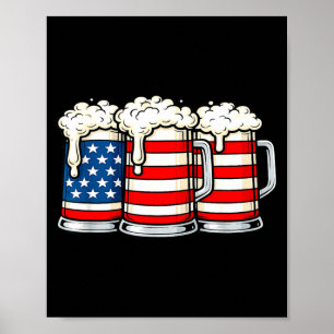 Poster Papa aimant la bière drôle du 4 juillet buvant des