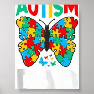 Poster Papa Autiste Papillon Ruban de Sensibilisation au 