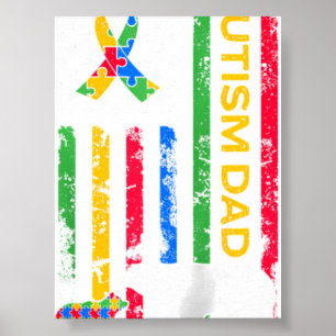 Poster Papa autiste patriotique - Puzzle Usa Ruban Papa B