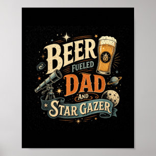 Poster Papa bière contemplation des étoiles fête des père