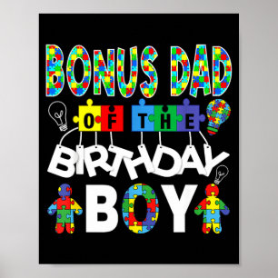 Poster Papa bonus du garçon de la fête d'anniversaire puz