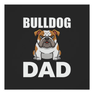 Poster Papa Bouledogue Dessin Animé Amateur de Chien