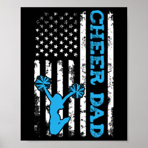 Poster Papa cheer Usa Drapeau Américain Cheerleader Papa 