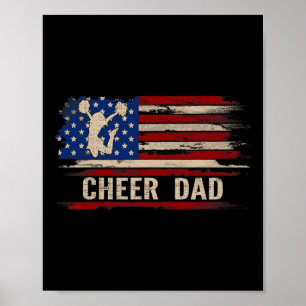 Poster Papa Cheer Vintage Drapeau Américain Usa Cheerlead