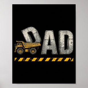 Poster Papa de construction fête des pères père rétro vin